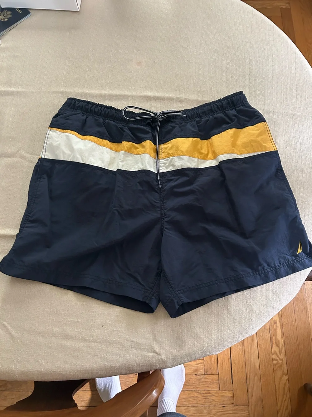 Nautica Navy and Yellow Swim Shorts with Mesh Lining